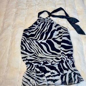 Bwear Monochrome Zebra Print Halter Top Size Large